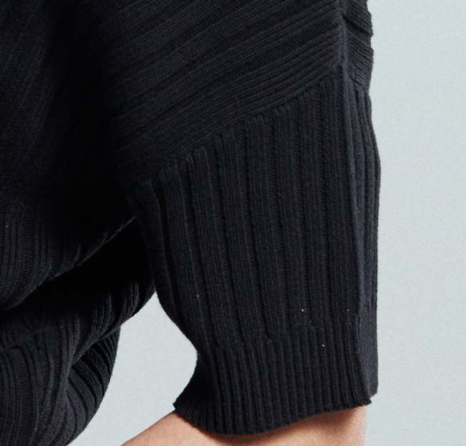 Asos Design Relaxed Knitted Sweaters With Rib Panel In Black
