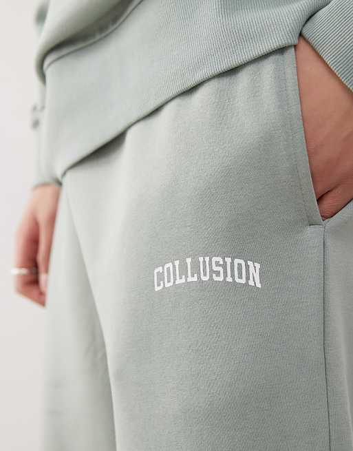 Trousers Collusion Varsity In Green With Print - Part Of A Set