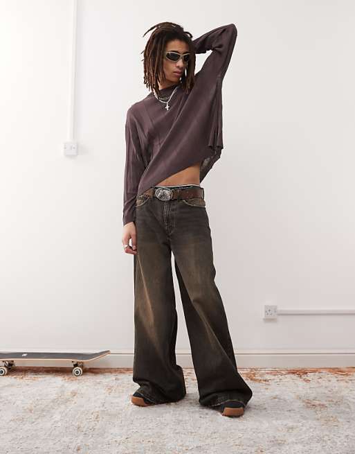 COLLUSION knit oversized sweater in brown