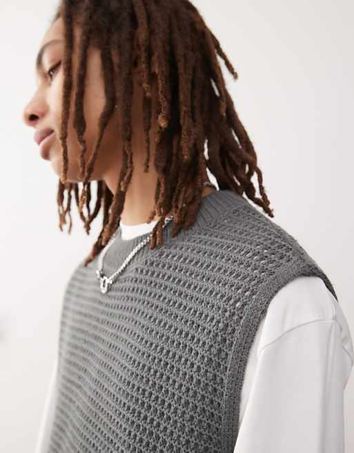 Sweaters Collusion Knitted Oversized Vest In Gray