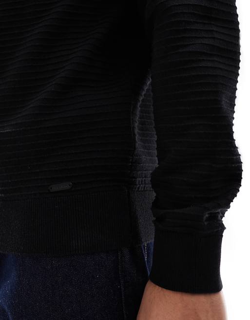 Threadbare Crew Neck Knitted Sweater In Black