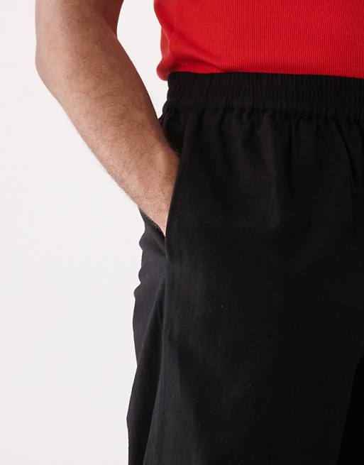 Chino Collusion Relaxed Woven Pants With Linen In Black