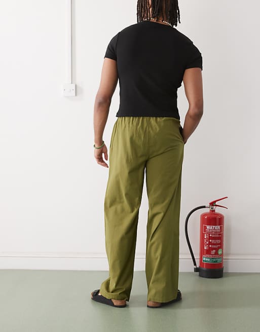 Chino Collusion Relaxed Woven Pant With Linen In Khaki