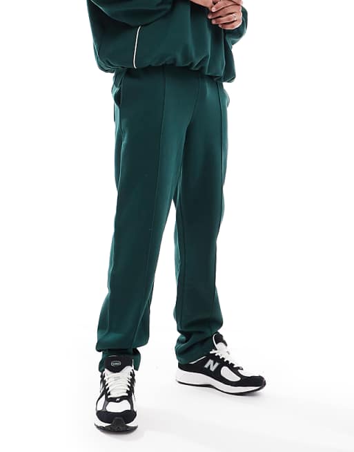 Trousers Asos Design Straight Leg With Pin Tuck In Green - Part Of A Set