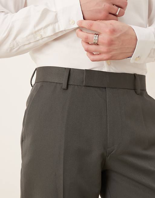 Chino Asos Design Smart Slim Fit Pants In Charcoal