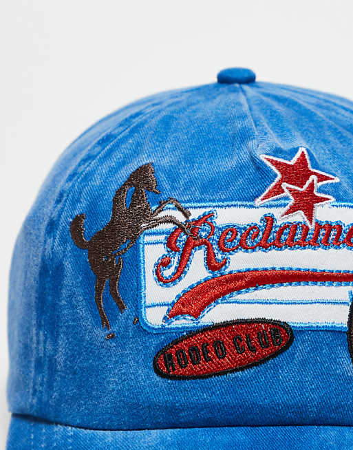 Reclaimed Vintage Western Rodeo Badge Cap In Washed Blue