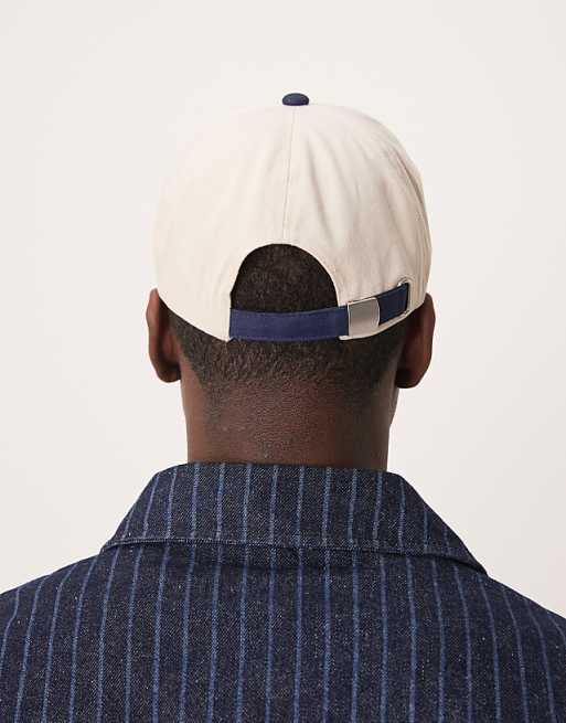 Asos Design Cap With Peak Detail And Embroidery In Ecru