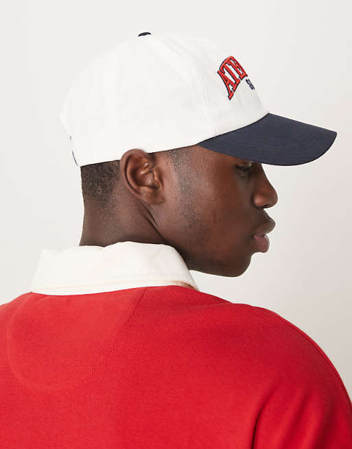Asos Design Cap With Embroidery And Contrast Peak In White