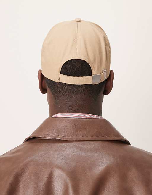 Asos Design Cap With Embroidery And Peak Detail In Mink
