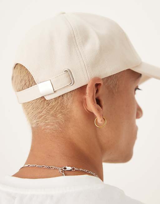 Asos Design Spagliato Logo Cap In Ecru