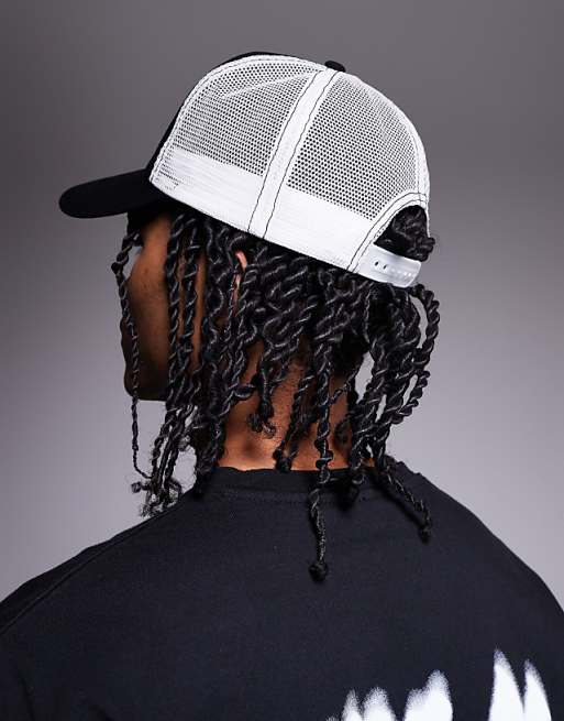 Asos Design Members Only Logo Trucker Cap In Black