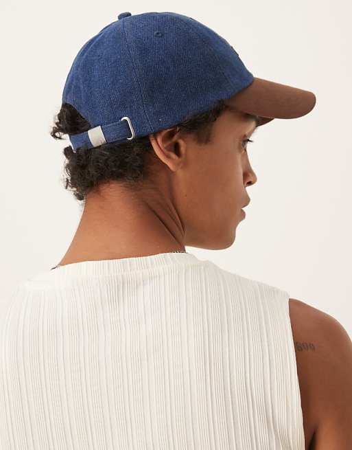 Asos Design Sante Cap With Contrast Peak In Denim