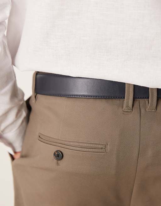 Asos Design Dressy Belt In Navy Faux Leather