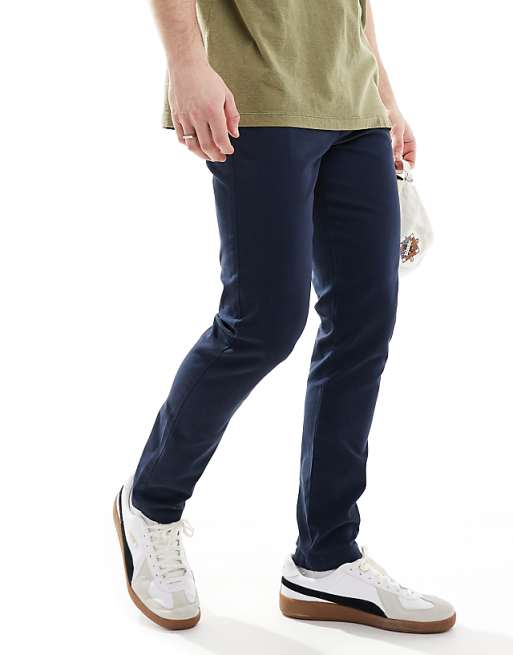 Asos Design Skinny Fit Chinos In Navy