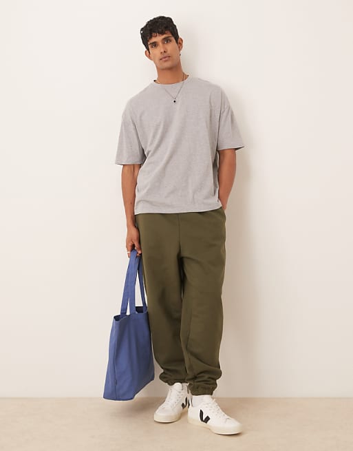 Trousers Asos Design Premium Heavyweight Oversized 400gsm In Dark Green