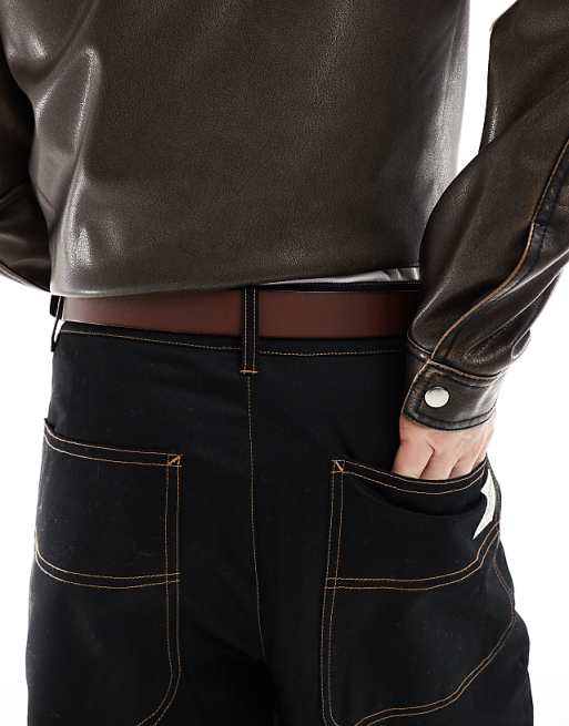 Hollister Thrifted Western-inspired Belt In Antique Brown