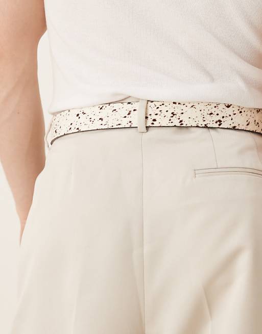 Asos Design Western Faux Pony Belt In Dapple