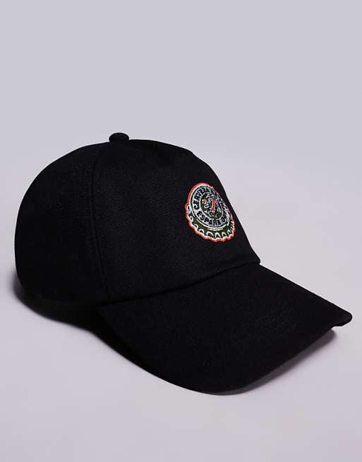 Asos Design Beer Graphic Cap In Black