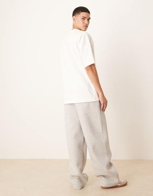 Trousers Asos Design Wide Leg Heavyweight Scuba In Gray Heather