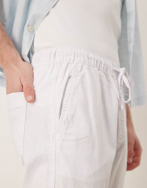 Chino Asos Design Slim Linen Blend Pants In White