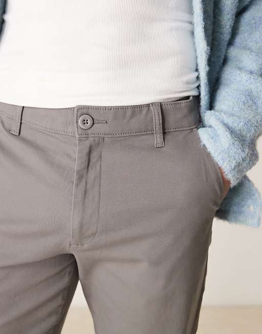 Asos Design Tapered Fit Chinos In Gray