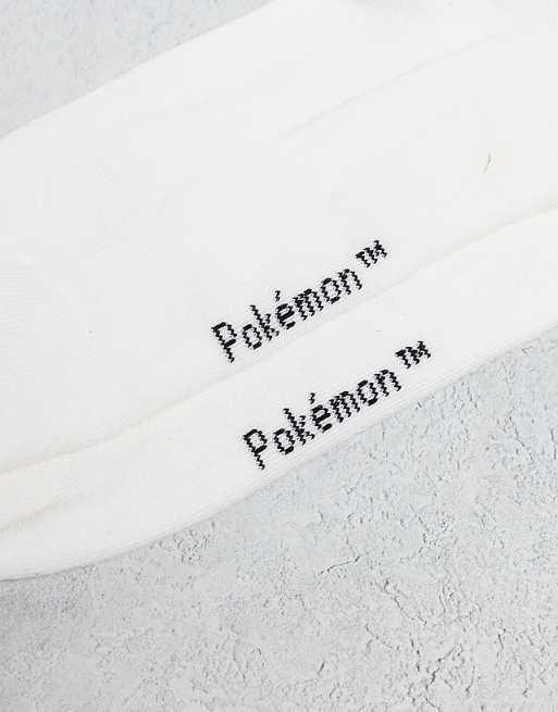 Men ASOS DESIGN 2 pack Pokemon character graphic socks in ecru