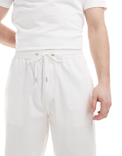 Chino Pull&bear Straight Leg Pants In White