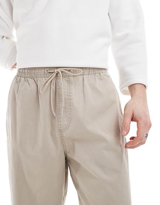 Chino Pull&bear Straight Leg Pants In Beige