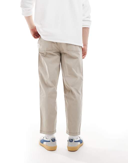 Chino Pull&bear Straight Leg Pants In Beige