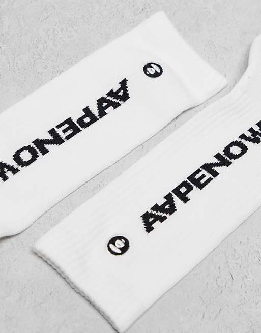 Men AAPE By A Bathing Ape logo socks in white