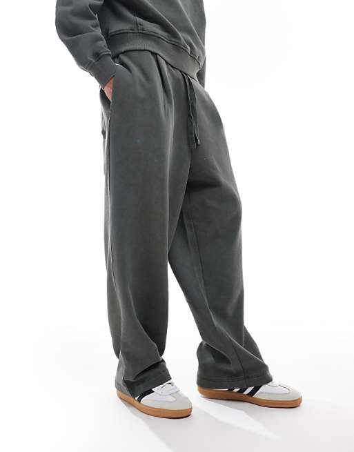 Trousers Asos Design Heavyweight In Washed Khaki Green - Part Of A Set