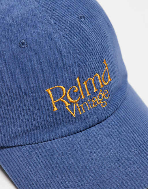 Reclaimed Vintage Unisex Cap With Embroidery In Blue Cord