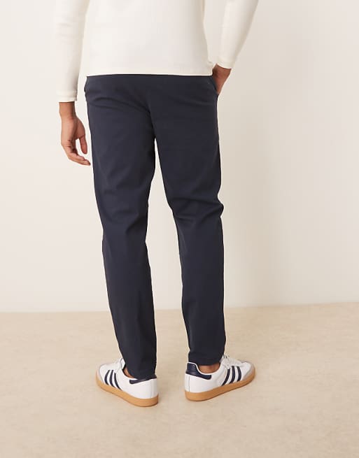 Asos Design Tapered Fit Chinos In Navy