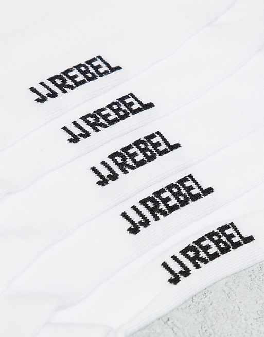 Men JJ Rebel 5-pack sneaker socks in white