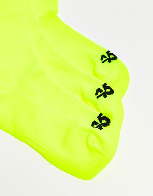 Men 4505 running socks with arch support and antibacterial finish in neon yellow