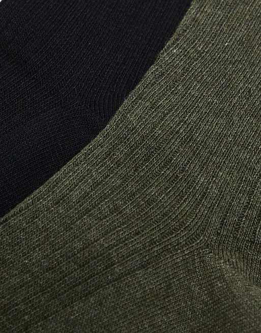 Men Jack & Jones 2 pack socks in black and khaki green