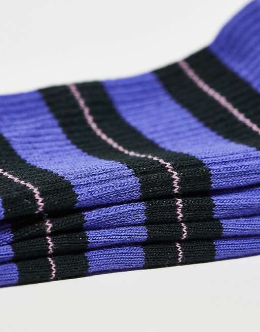 Men Weekday sports socks in purple stripe
