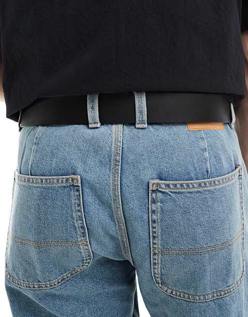 Pull&bear Brown Faux Leather Buckle Belt In Black