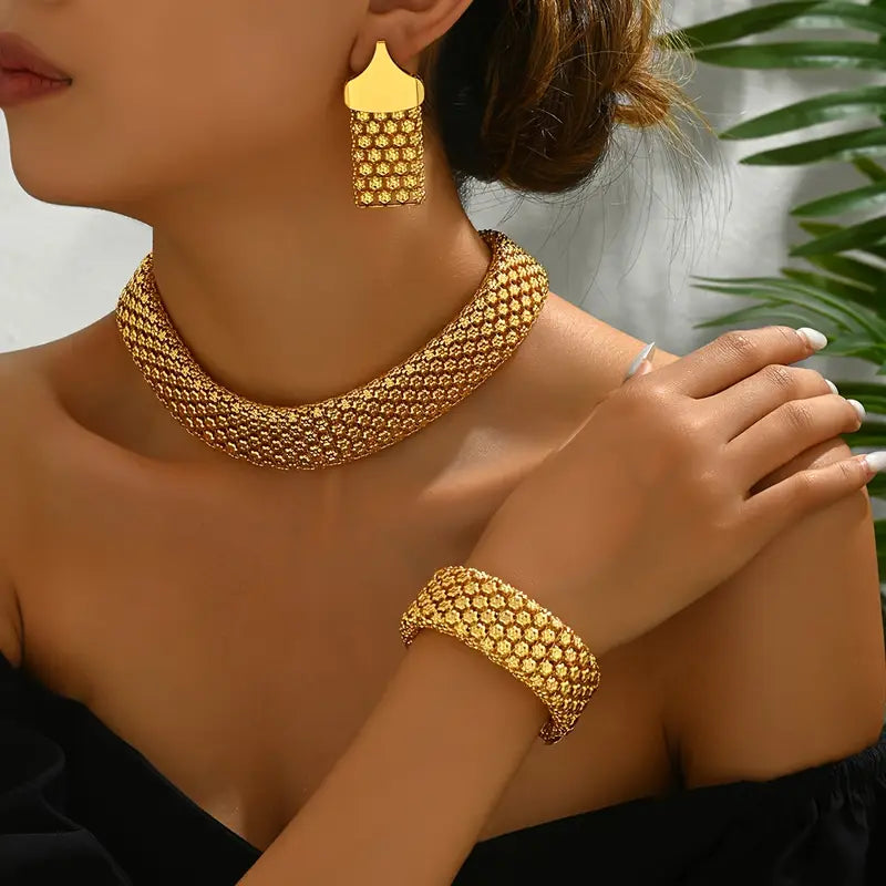 3pcs 18K Golden Plated Jewelry Set