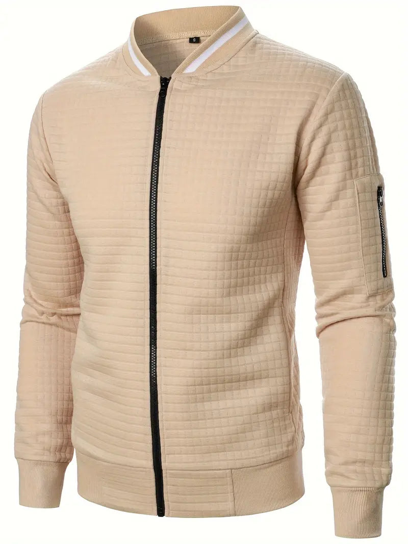 Men's Casual Stand Collar Zip-Up Jacket