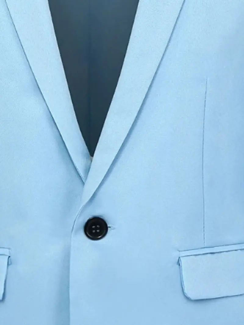The Slim Fit Single-Breasted Lapel Single-Row One-Button Blazer Lake Blue