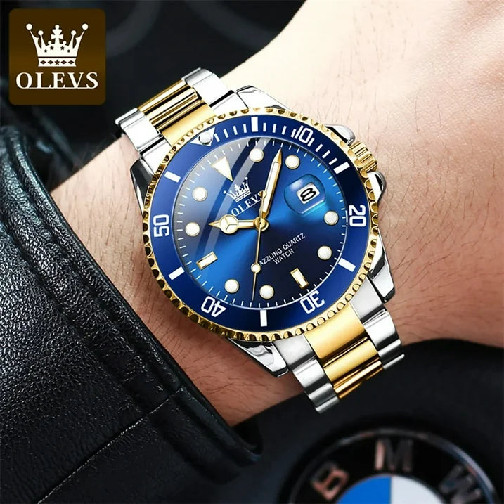 OLEVS Luxury Men's Waterproof Date Clock Watch Men Luminous Waterproof with Gift Box