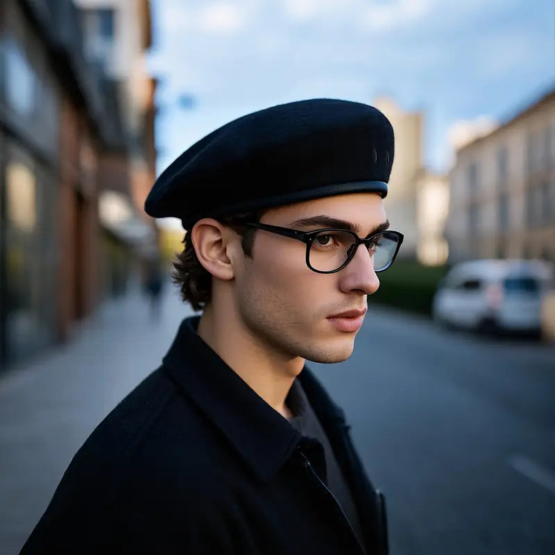Men’s 100% Wool Solid Black Beret Hat