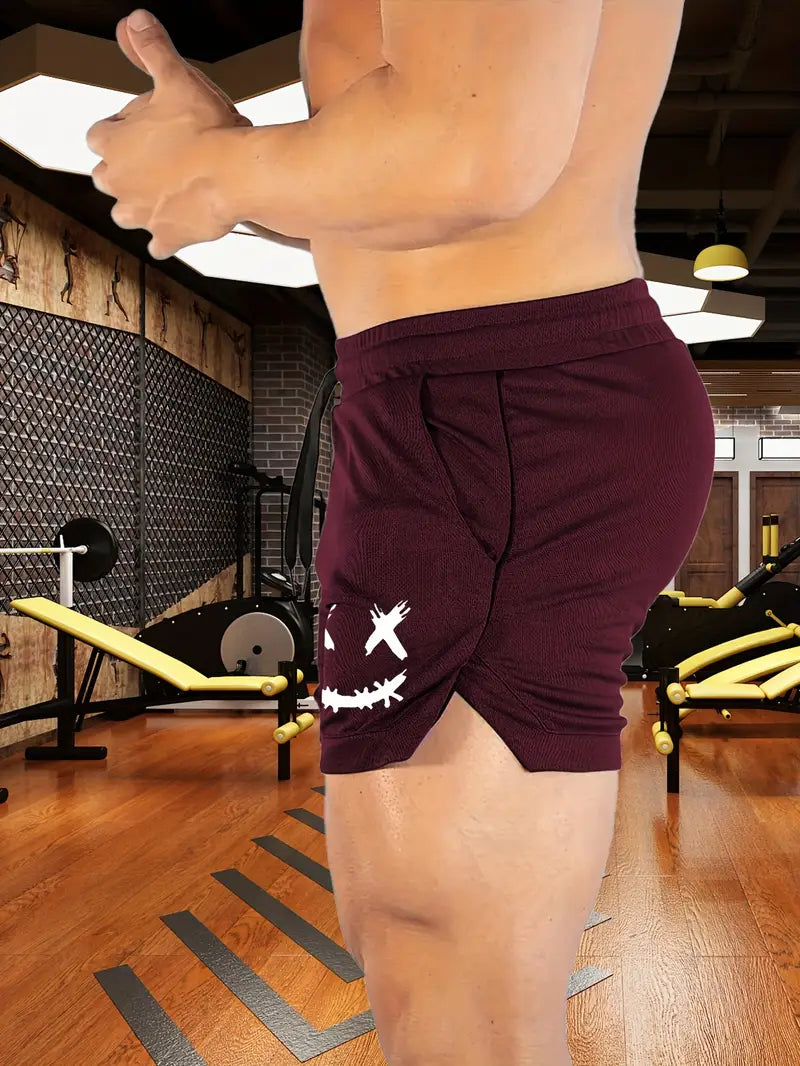 Men's Polyester Athleisure Joyful Face Print Shorts