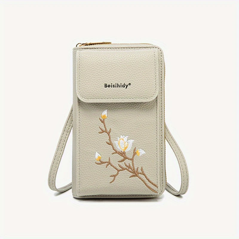 Trendy Embroidered Floral Mini Crossbody Bag for Women