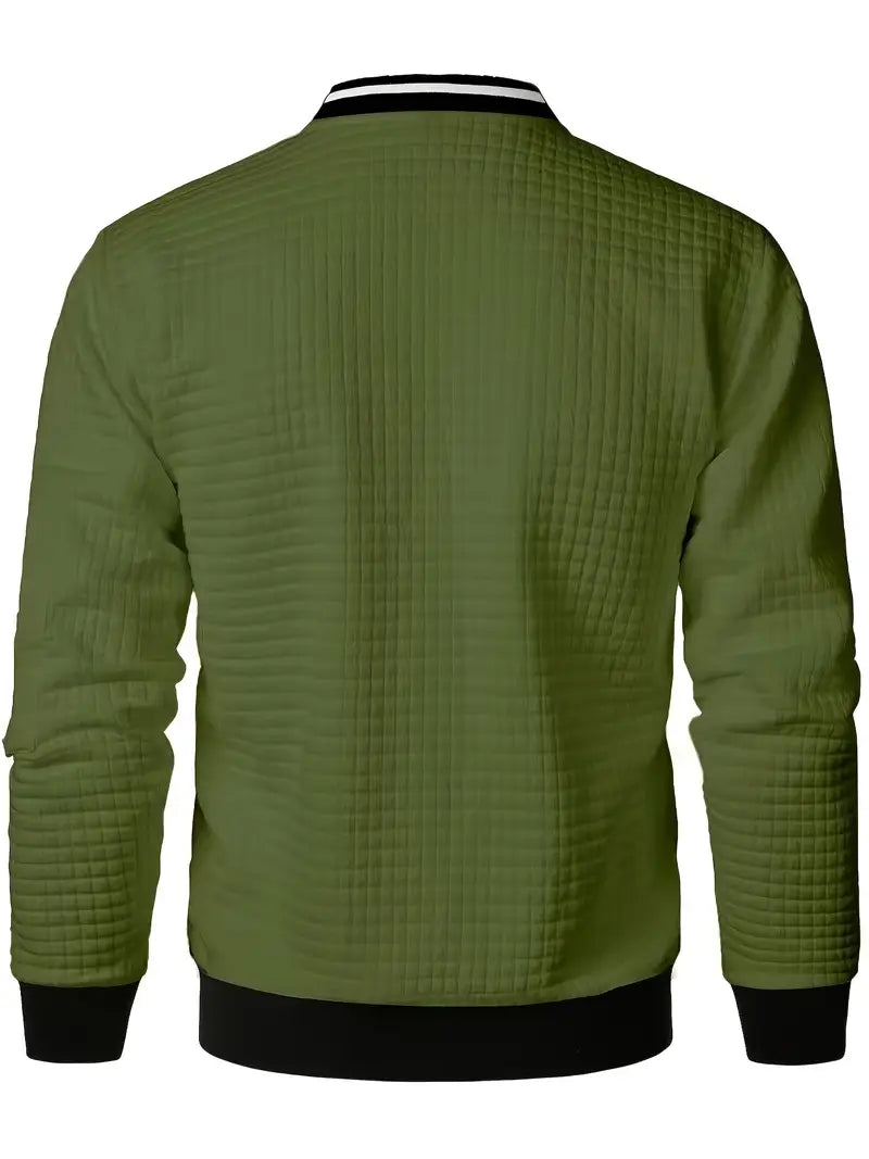 Men's Casual Solid Color Stand Collar Jacket