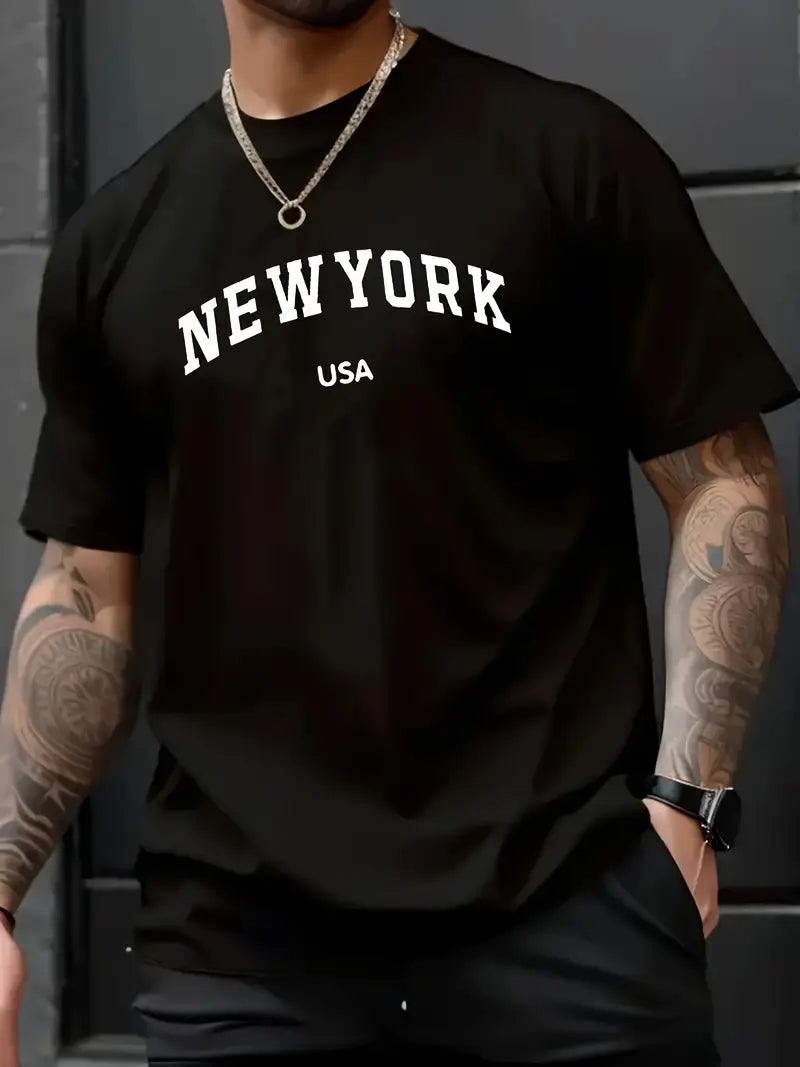 Men's Pure Cotton Letter Print T-Shirt