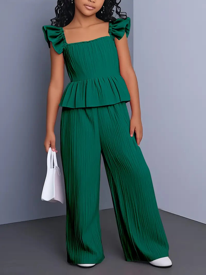 Girls' 2-Piece Summer Outfit Casual Set for Outdoor Wear