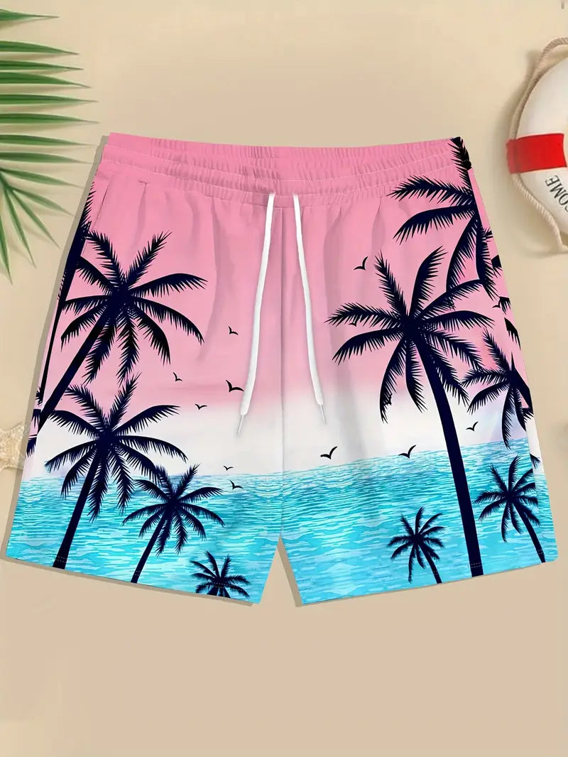 Men's Tropical Palm Tree Print Swim Shorts