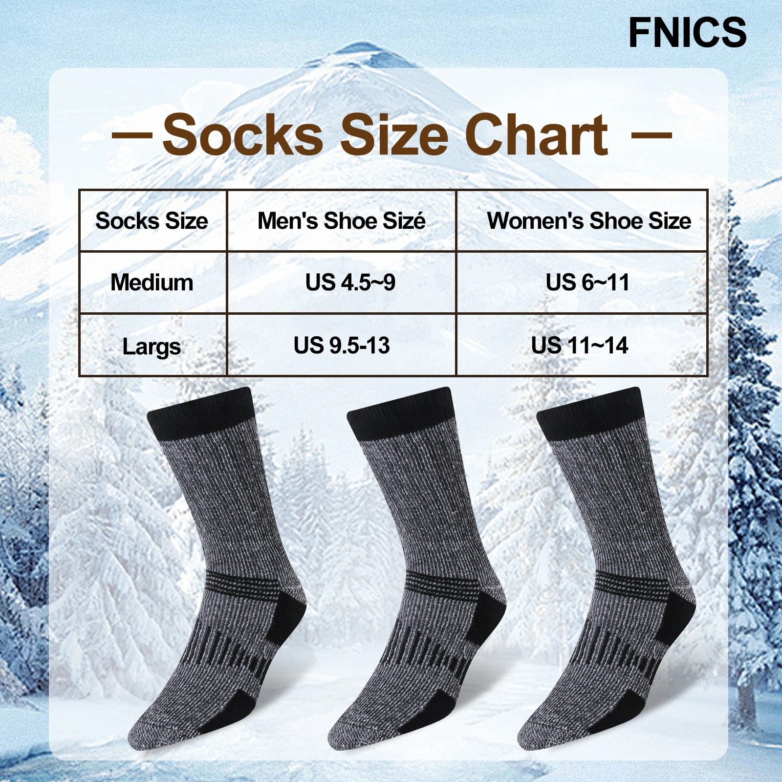 Merino Wool Thermal Crew Socks – 3 Pairs